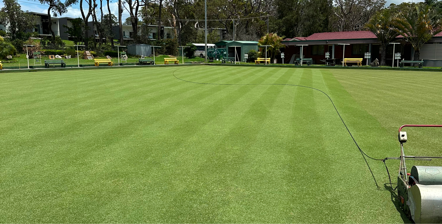 Bowling club lawn, freshly mowed